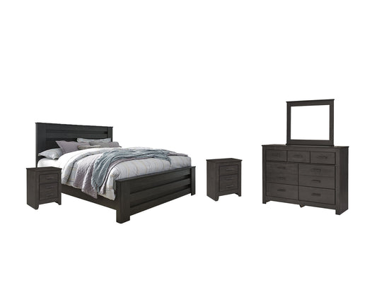 Brinxton King Panel Bed with Mirrored Dresser and 2 Nightstands at Towne & Country Furniture (AL) furniture, home furniture, home decor, sofa, bedding