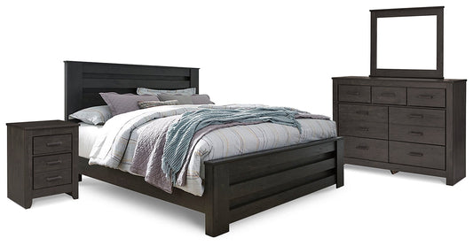 Brinxton King Panel Bed with Mirrored Dresser and Nightstand at Towne & Country Furniture (AL) furniture, home furniture, home decor, sofa, bedding