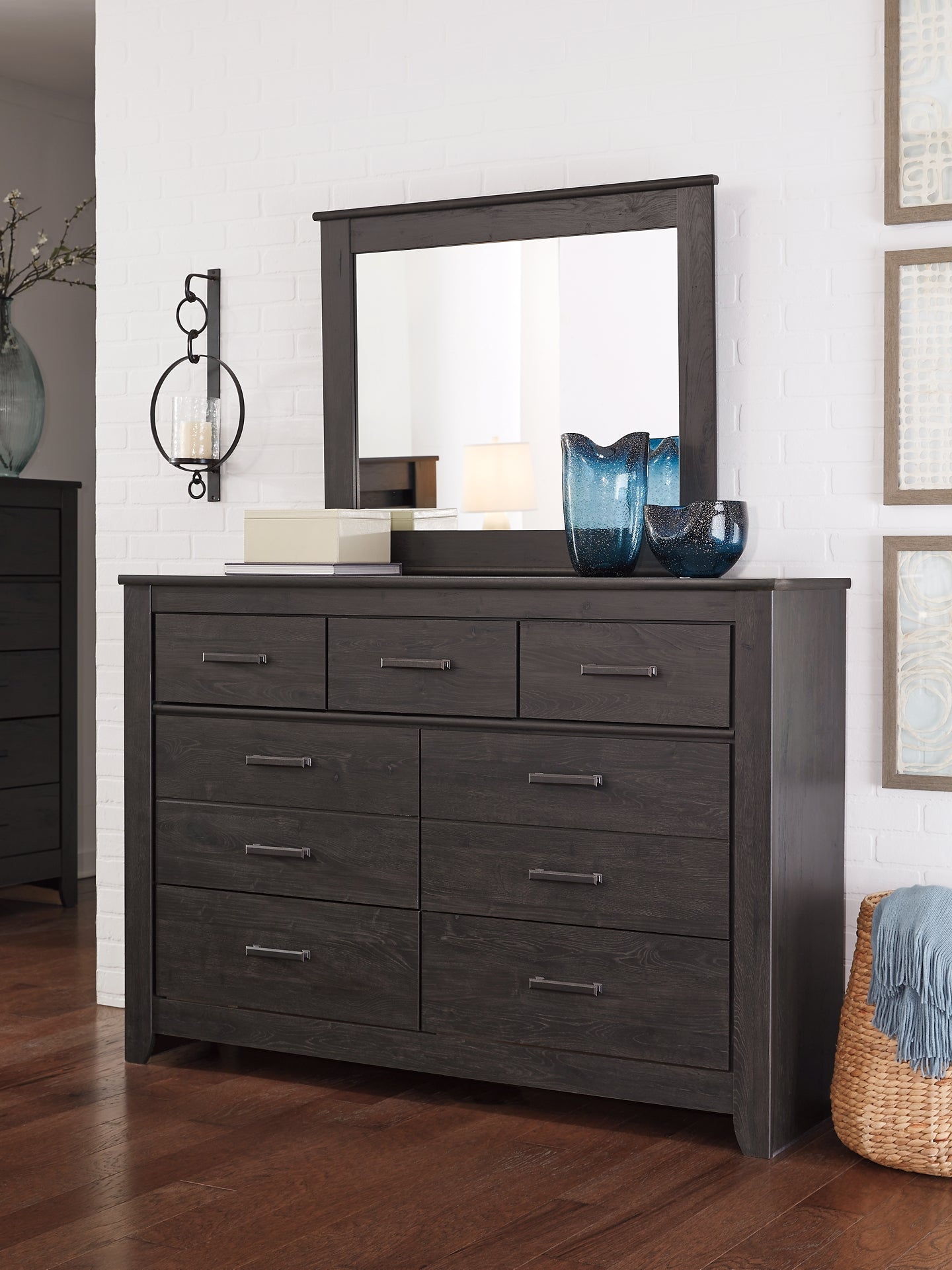 Brinxton King Panel Bed with Mirrored Dresser at Towne & Country Furniture (AL) furniture, home furniture, home decor, sofa, bedding
