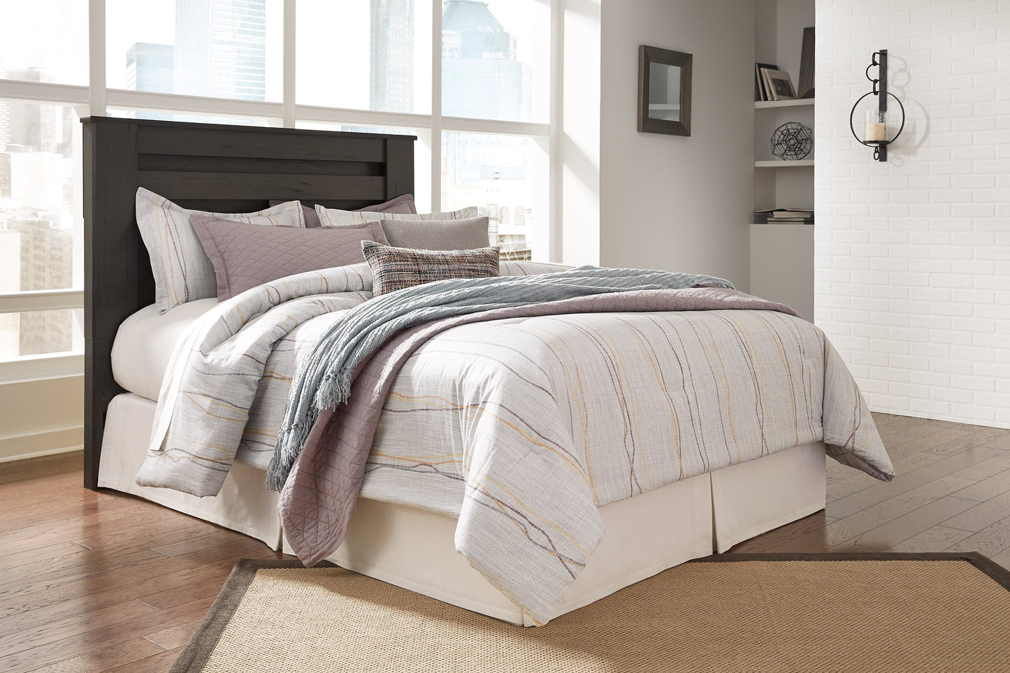 Brinxton Queen/Full Panel Headboard with Mirrored Dresser, Chest and Nightstand at Towne & Country Furniture (AL) furniture, home furniture, home decor, sofa, bedding