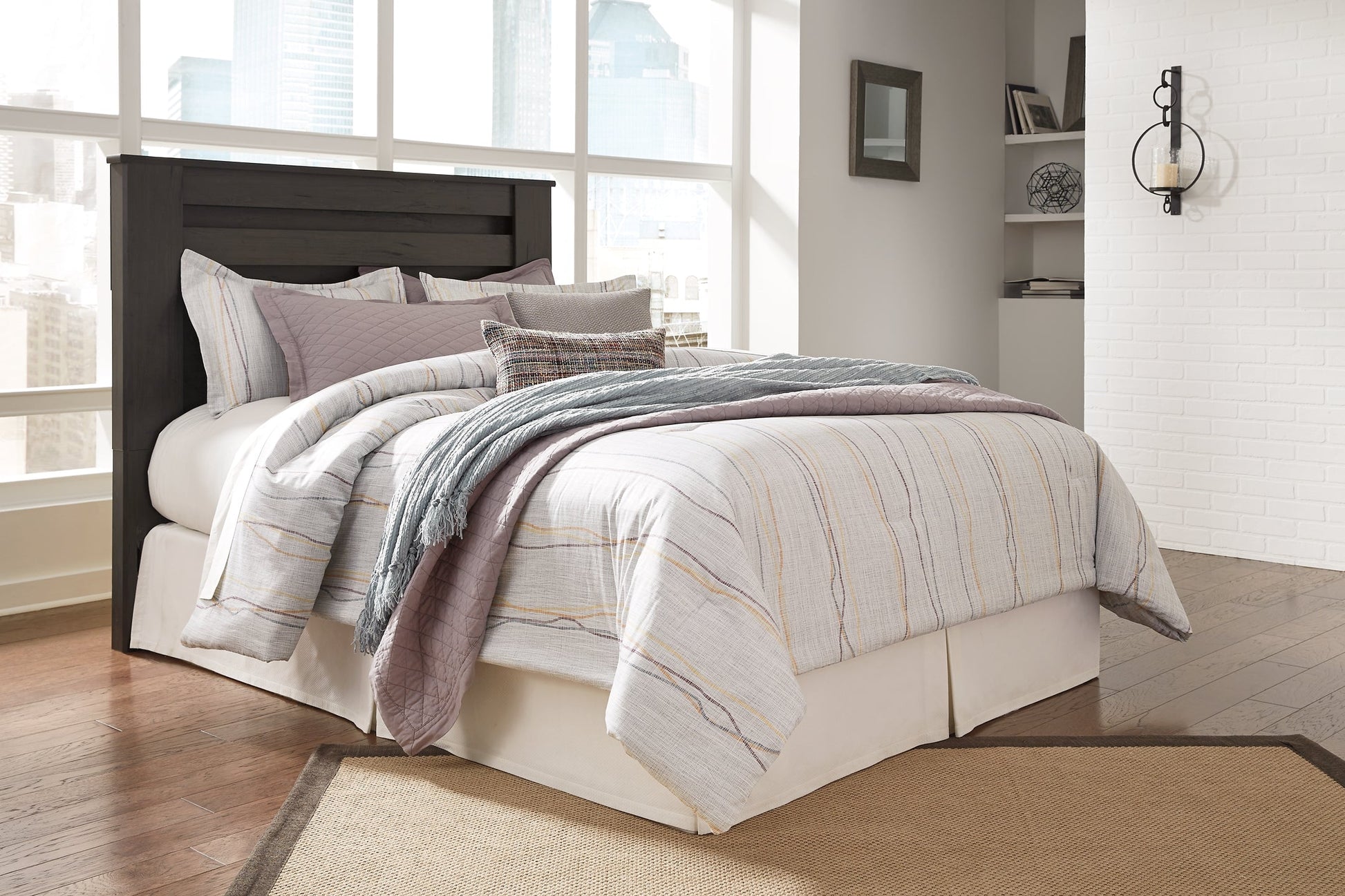 Brinxton Queen/Full Panel Headboard with Mirrored Dresser, Chest and Nightstand at Towne & Country Furniture (AL) furniture, home furniture, home decor, sofa, bedding