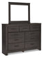 Brinxton Queen/Full Panel Headboard with Mirrored Dresser, Chest and Nightstand at Towne & Country Furniture (AL) furniture, home furniture, home decor, sofa, bedding