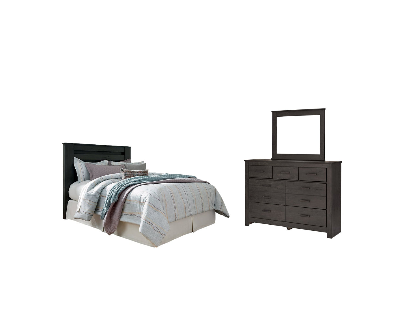 Brinxton Queen/Full Panel Headboard with Mirrored Dresser at Towne & Country Furniture (AL) furniture, home furniture, home decor, sofa, bedding