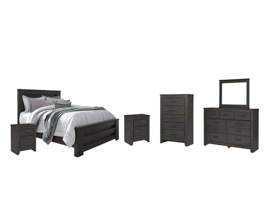 Brinxton Queen Panel Bed with Mirrored Dresser, Chest and 2 Nightstands at Towne & Country Furniture (AL) furniture, home furniture, home decor, sofa, bedding