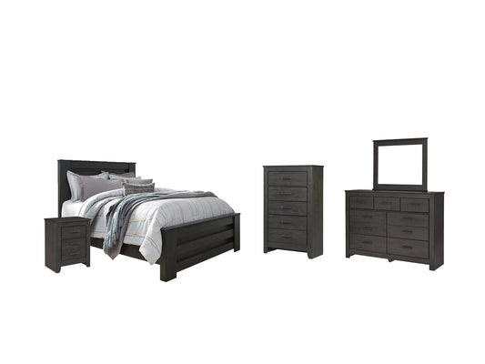 Brinxton Queen Panel Bed with Mirrored Dresser, Chest and Nightstand at Towne & Country Furniture (AL) furniture, home furniture, home decor, sofa, bedding