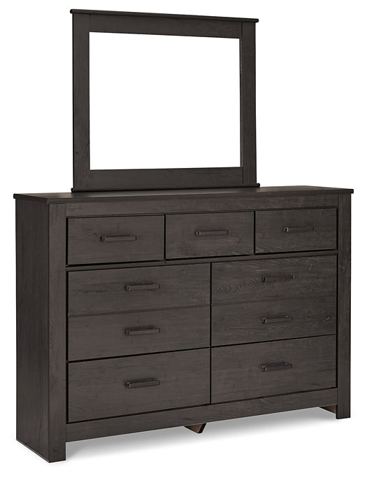 Brinxton Queen Panel Bed with Mirrored Dresser and Nightstand at Towne & Country Furniture (AL) furniture, home furniture, home decor, sofa, bedding