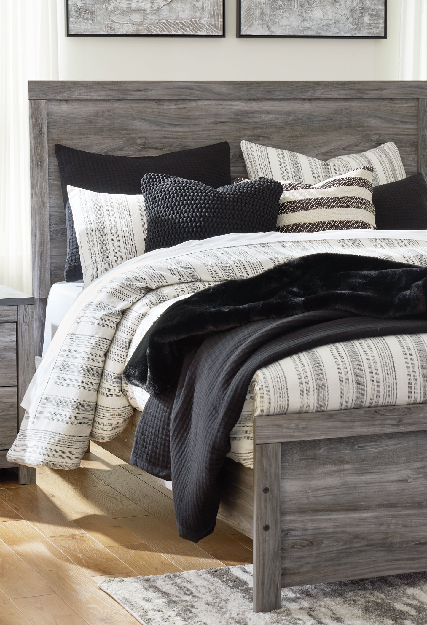 Bronyan King Panel Bed with Mirrored Dresser, Chest and 2 Nightstands at Towne & Country Furniture (AL) furniture, home furniture, home decor, sofa, bedding