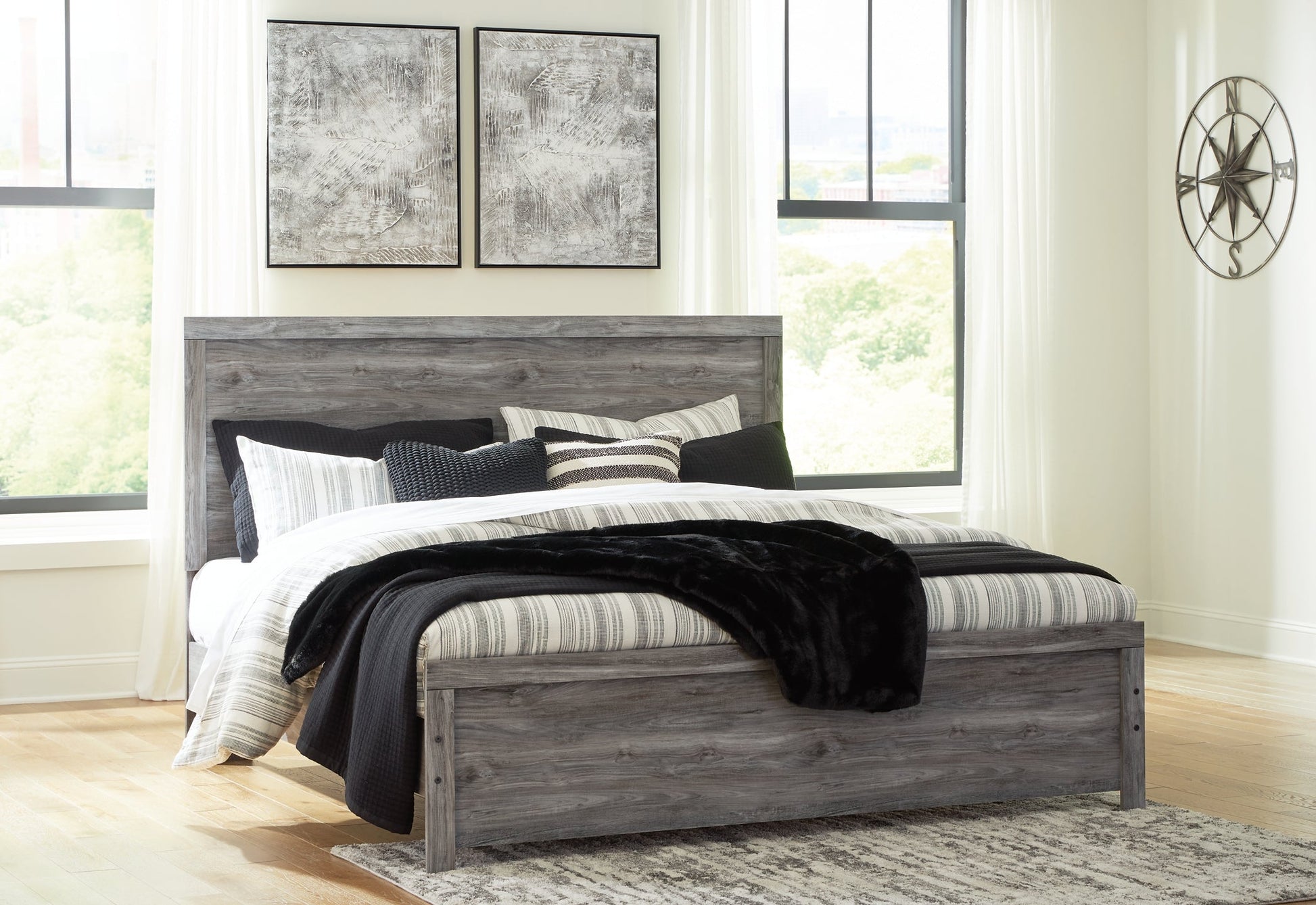 Bronyan King Panel Bed with Mirrored Dresser, Chest and 2 Nightstands at Towne & Country Furniture (AL) furniture, home furniture, home decor, sofa, bedding