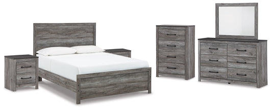 Bronyan Queen Panel Bed with Mirrored Dresser and 2 Nightstands at Towne & Country Furniture (AL) furniture, home furniture, home decor, sofa, bedding