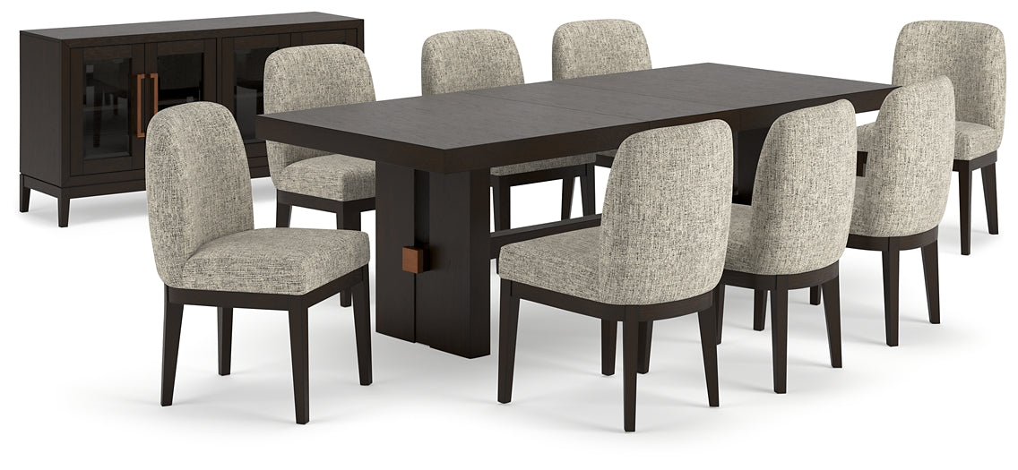 Burkhaus Dining Table and 8 Chairs with Storage at Towne & Country Furniture (AL) furniture, home furniture, home decor, sofa, bedding