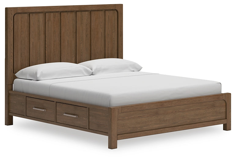 Cabalynn California King Panel Bed with Storage with Mirrored Dresser, Chest and 2 Nightstands at Towne & Country Furniture (AL) furniture, home furniture, home decor, sofa, bedding