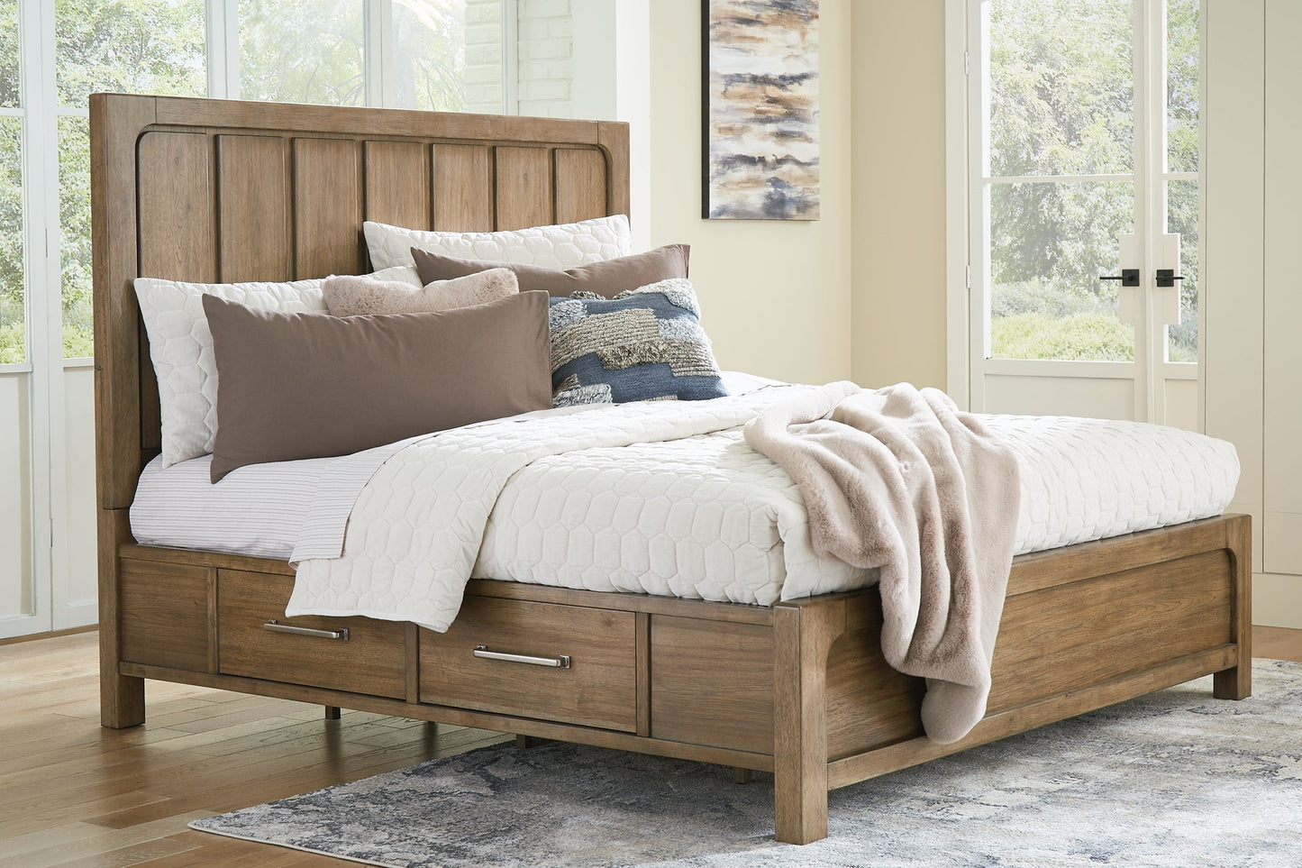 Cabalynn California King Panel Bed with Storage with Mirrored Dresser and Nightstand at Towne & Country Furniture (AL) furniture, home furniture, home decor, sofa, bedding