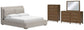 Cabalynn California King Upholstered Bed with Mirrored Dresser and Chest at Towne & Country Furniture (AL) furniture, home furniture, home decor, sofa, bedding