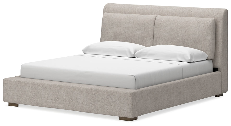 Cabalynn California King Upholstered Bed with Mirrored Dresser and Nightstand at Towne & Country Furniture (AL) furniture, home furniture, home decor, sofa, bedding