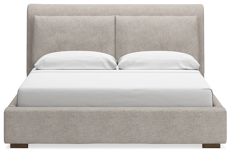 Cabalynn California King Upholstered Bed with Mirrored Dresser and Nightstand at Towne & Country Furniture (AL) furniture, home furniture, home decor, sofa, bedding