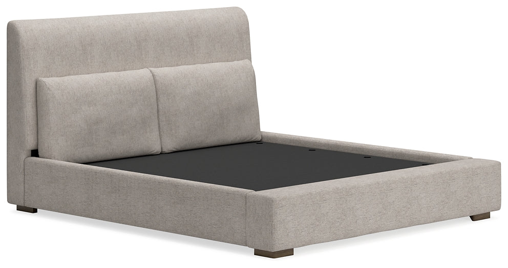 Cabalynn California King Upholstered Bed with Mirrored Dresser and Nightstand at Towne & Country Furniture (AL) furniture, home furniture, home decor, sofa, bedding