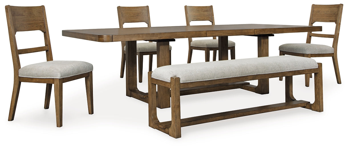 Cabalynn Dining Table and 4 Chairs and Bench at Towne & Country Furniture (AL) furniture, home furniture, home decor, sofa, bedding