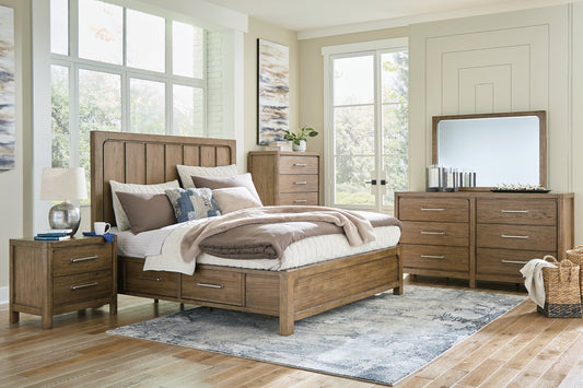 Cabalynn King Panel Bed with Storage with Mirrored Dresser, Chest and Nightstand at Towne & Country Furniture (AL) furniture, home furniture, home decor, sofa, bedding