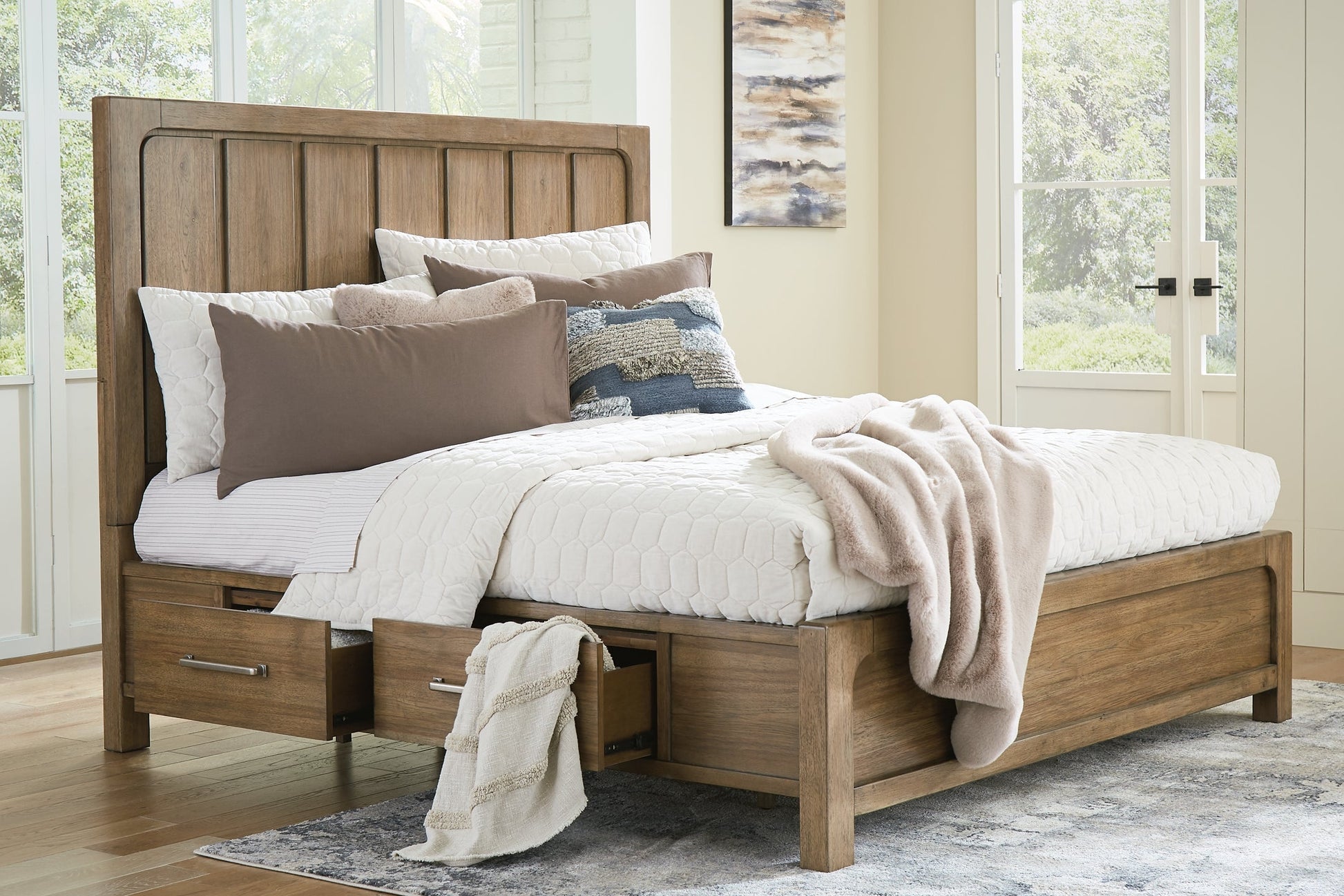 Cabalynn King Panel Bed with Storage with Mirrored Dresser and Nightstand at Towne & Country Furniture (AL) furniture, home furniture, home decor, sofa, bedding