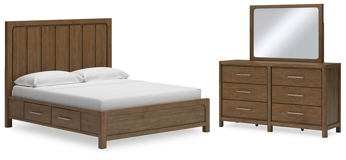 Cabalynn King Panel Bed with Storage with Mirrored Dresser at Towne & Country Furniture (AL) furniture, home furniture, home decor, sofa, bedding