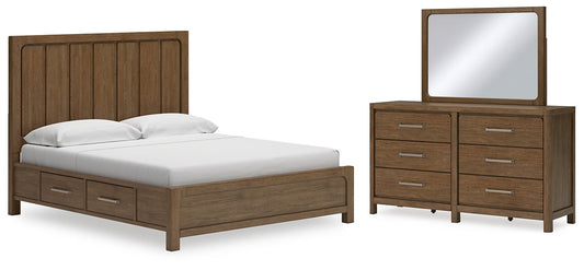 Cabalynn King Panel Bed with Storage with Mirrored Dresser at Towne & Country Furniture (AL) furniture, home furniture, home decor, sofa, bedding