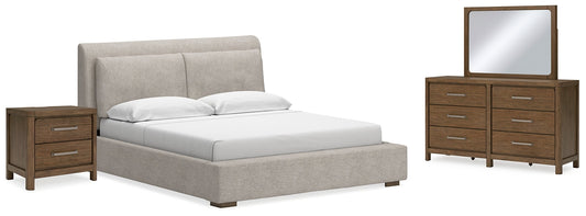Cabalynn King Upholstered Bed with Mirrored Dresser and Nightstand at Towne & Country Furniture (AL) furniture, home furniture, home decor, sofa, bedding