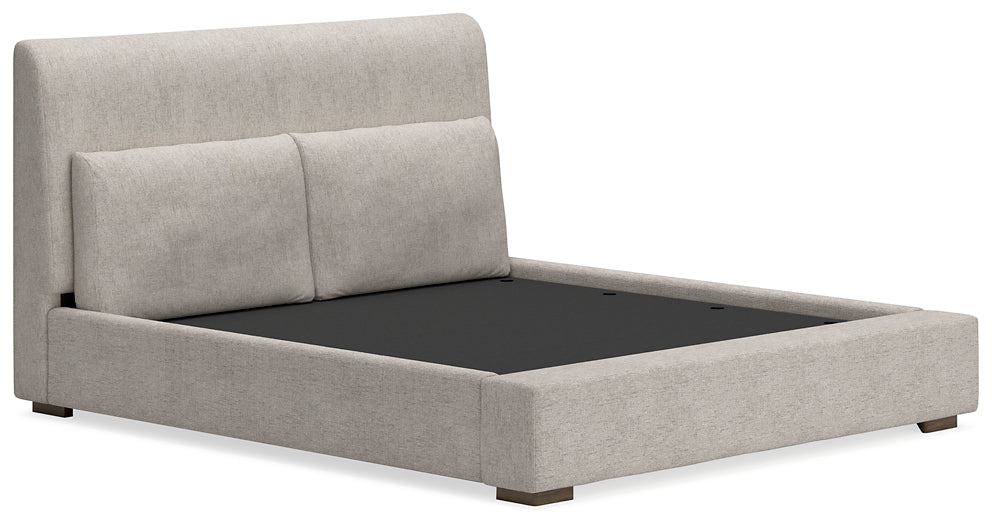 Cabalynn King Upholstered Bed with Mirrored Dresser at Towne & Country Furniture (AL) furniture, home furniture, home decor, sofa, bedding