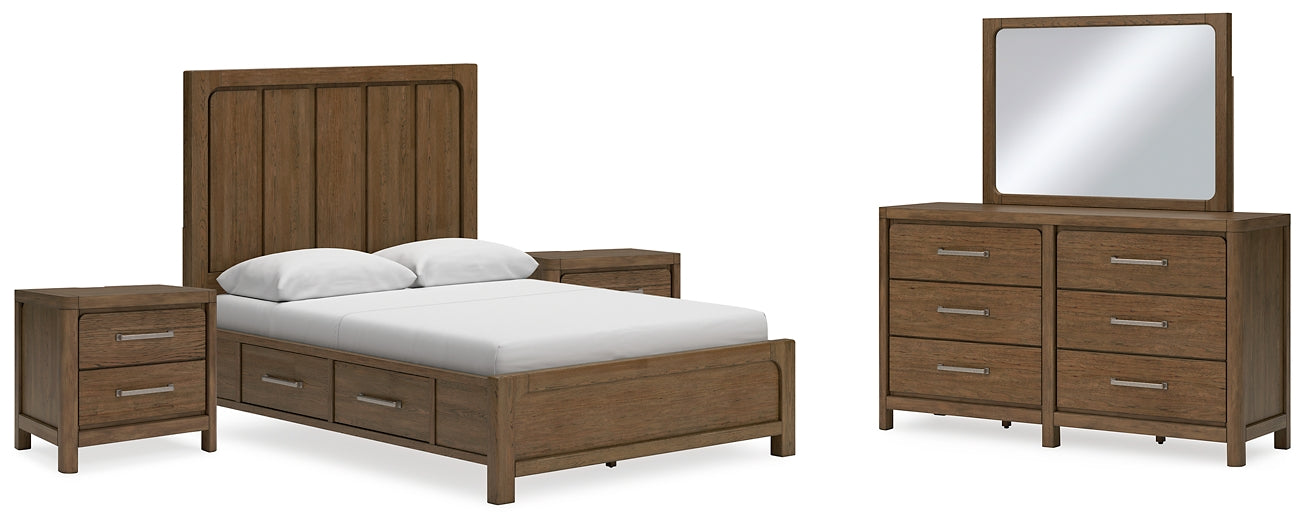 Cabalynn Queen Panel Bed with Storage with Mirrored Dresser and 2 Nightstands at Towne & Country Furniture (AL) furniture, home furniture, home decor, sofa, bedding