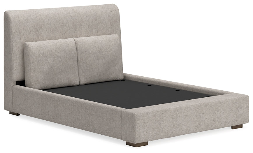 Cabalynn Queen Upholstered Bed with Mirrored Dresser, Chest and Nightstand at Towne & Country Furniture (AL) furniture, home furniture, home decor, sofa, bedding
