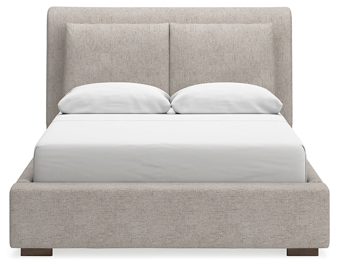 Cabalynn Queen Upholstered Bed with Mirrored Dresser, Chest and Nightstand at Towne & Country Furniture (AL) furniture, home furniture, home decor, sofa, bedding