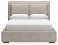 Cabalynn Queen Upholstered Bed with Mirrored Dresser, Chest and Nightstand at Towne & Country Furniture (AL) furniture, home furniture, home decor, sofa, bedding
