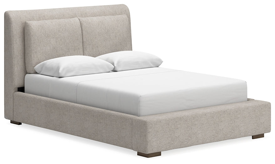 Cabalynn Queen Upholstered Bed with Mirrored Dresser, Chest and Nightstand at Towne & Country Furniture (AL) furniture, home furniture, home decor, sofa, bedding