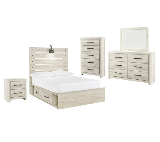 Cambeck Full Panel Bed with 4 Storage Drawers with Mirrored Dresser, Chest and Nightstand at Towne & Country Furniture (AL) furniture, home furniture, home decor, sofa, bedding
