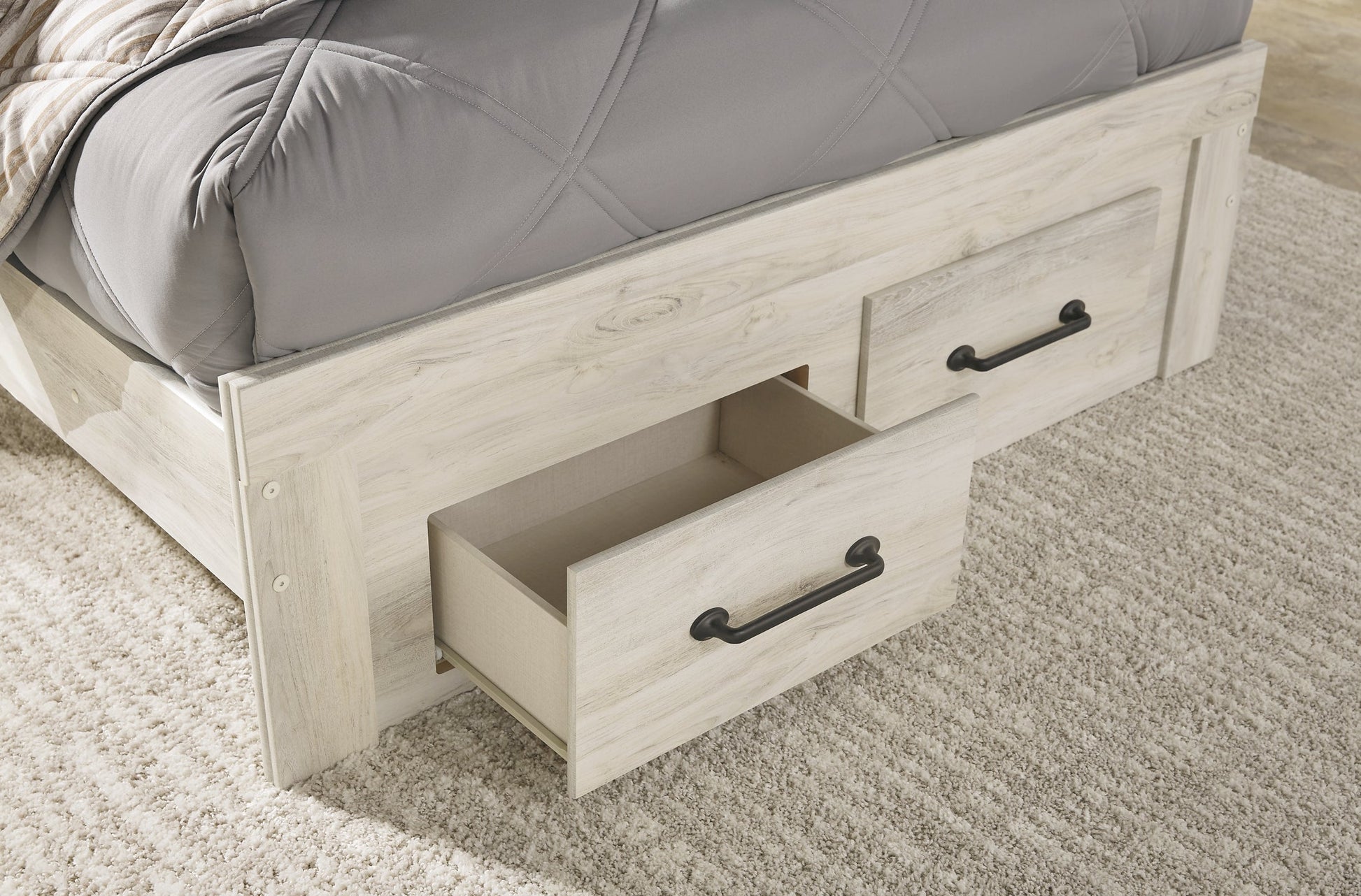 Cambeck Full Panel Bed with 4 Storage Drawers with Mirrored Dresser, Chest and Nightstand at Towne & Country Furniture (AL) furniture, home furniture, home decor, sofa, bedding