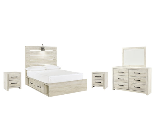 Cambeck Full Panel Bed with 4 Storage Drawers with Mirrored Dresser and 2 Nightstands at Towne & Country Furniture (AL) furniture, home furniture, home decor, sofa, bedding