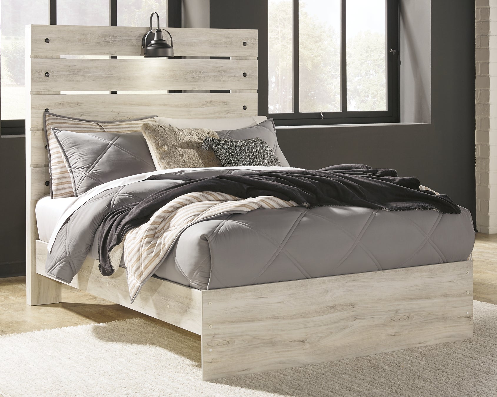 Cambeck Full Panel Bed with Mirrored Dresser and 2 Nightstands at Towne & Country Furniture (AL) furniture, home furniture, home decor, sofa, bedding