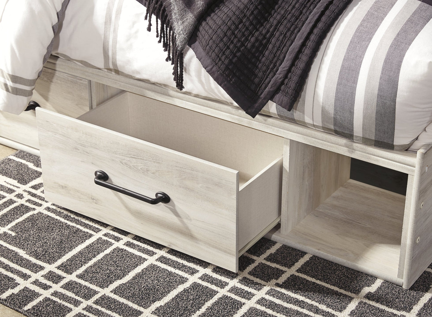 Cambeck King Panel Bed with 2 Storage Drawers with Mirrored Dresser, Chest and Nightstand at Towne & Country Furniture (AL) furniture, home furniture, home decor, sofa, bedding