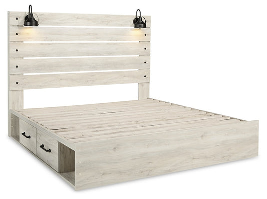 Cambeck King Panel Bed with 2 Storage Drawers with Mirrored Dresser and Nightstand at Towne & Country Furniture (AL) furniture, home furniture, home decor, sofa, bedding