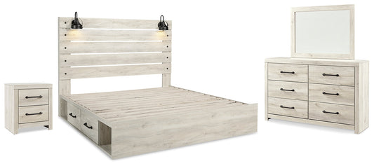 Cambeck King Panel Bed with 2 Storage Drawers with Mirrored Dresser and Nightstand at Towne & Country Furniture (AL) furniture, home furniture, home decor, sofa, bedding