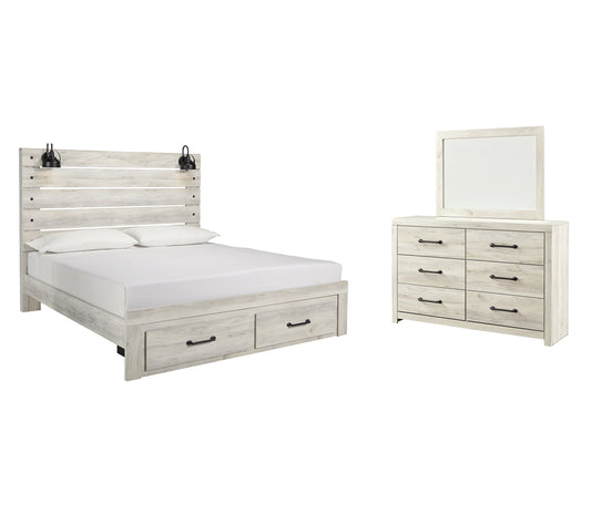 Cambeck King Panel Bed with 2 Storage Drawers with Mirrored Dresser at Towne & Country Furniture (AL) furniture, home furniture, home decor, sofa, bedding