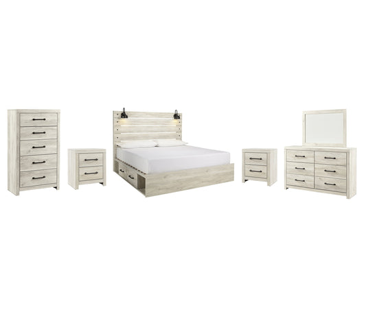 Cambeck King Panel Bed with 4 Storage Drawers with Mirrored Dresser, Chest and 2 Nightstands at Towne & Country Furniture (AL) furniture, home furniture, home decor, sofa, bedding