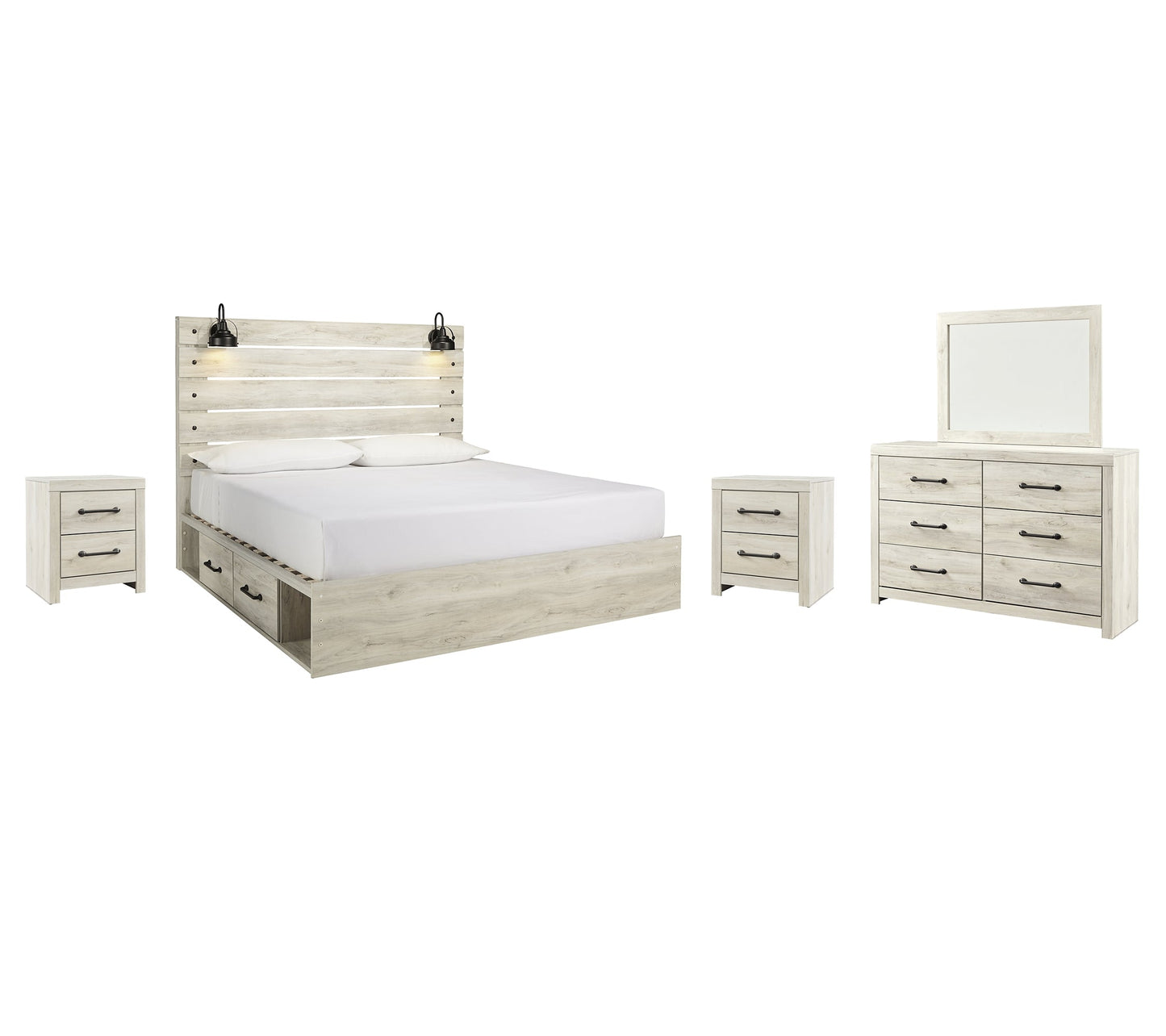 Cambeck  Panel Bed With 2 Storage Drawers With Mirrored Dresser And 2 Nightstands at Towne & Country Furniture (AL) furniture, home furniture, home decor, sofa, bedding