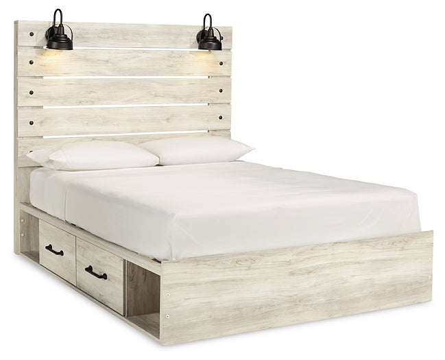 Cambeck Queen Panel Bed with 4 Storage Drawers with Mirrored Dresser and 2 Nightstands at Towne & Country Furniture (AL) furniture, home furniture, home decor, sofa, bedding