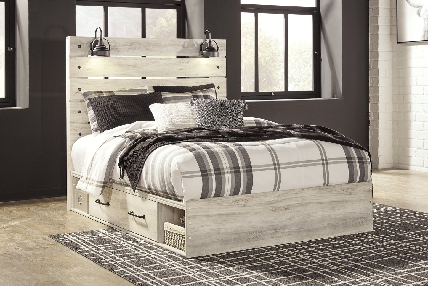 Cambeck Queen Panel Bed with 4 Storage Drawers with Mirrored Dresser at Towne & Country Furniture (AL) furniture, home furniture, home decor, sofa, bedding