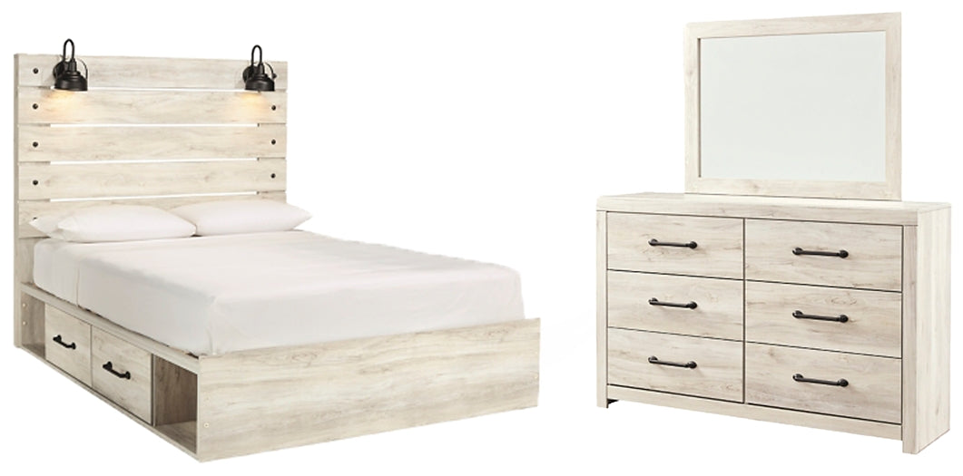 Cambeck Queen Panel Bed with 4 Storage Drawers with Mirrored Dresser at Towne & Country Furniture (AL) furniture, home furniture, home decor, sofa, bedding
