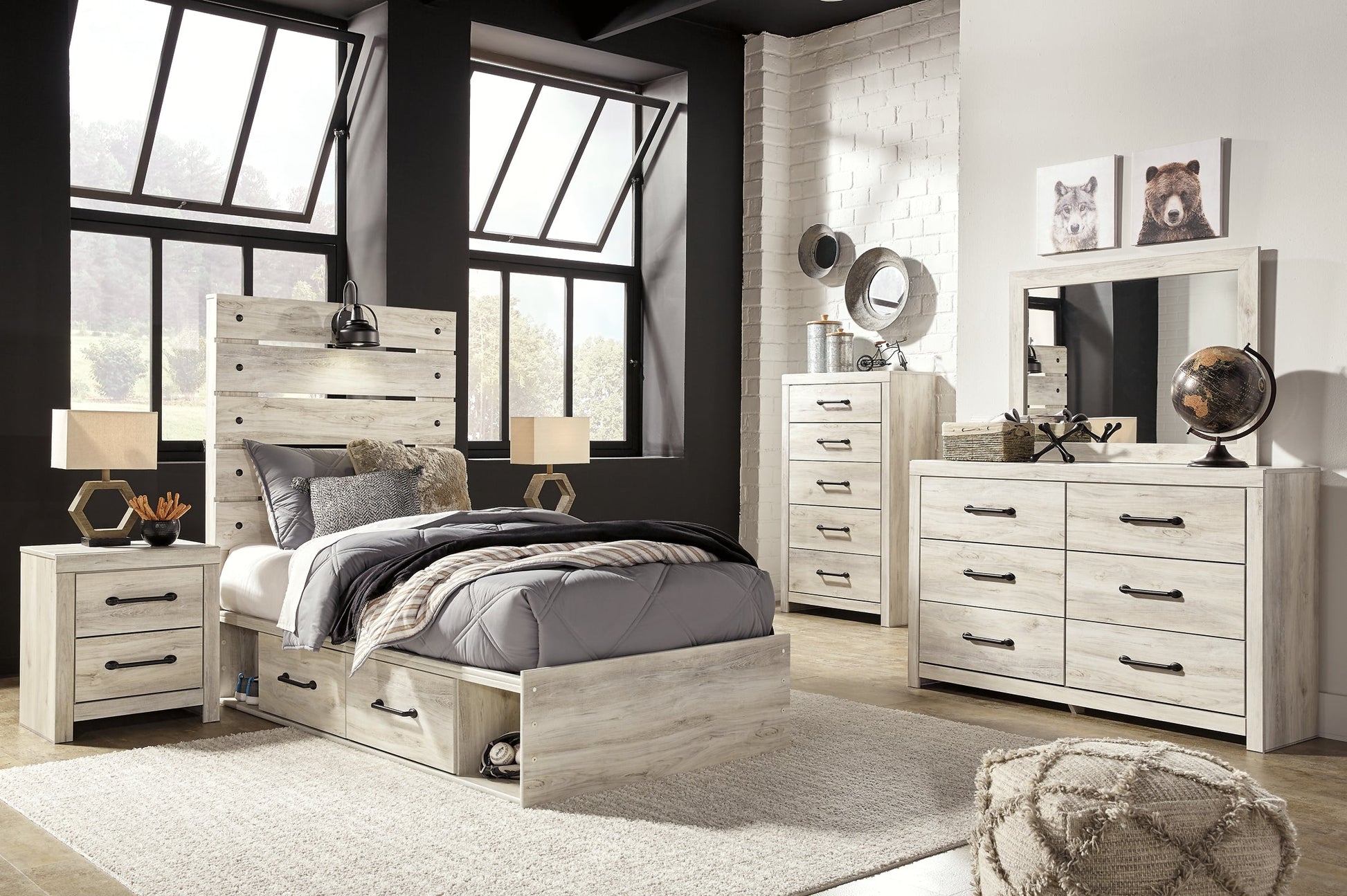 Cambeck Twin Panel Bed with 4 Storage Drawers with Mirrored Dresser, Chest and 2 Nightstands at Towne & Country Furniture (AL) furniture, home furniture, home decor, sofa, bedding