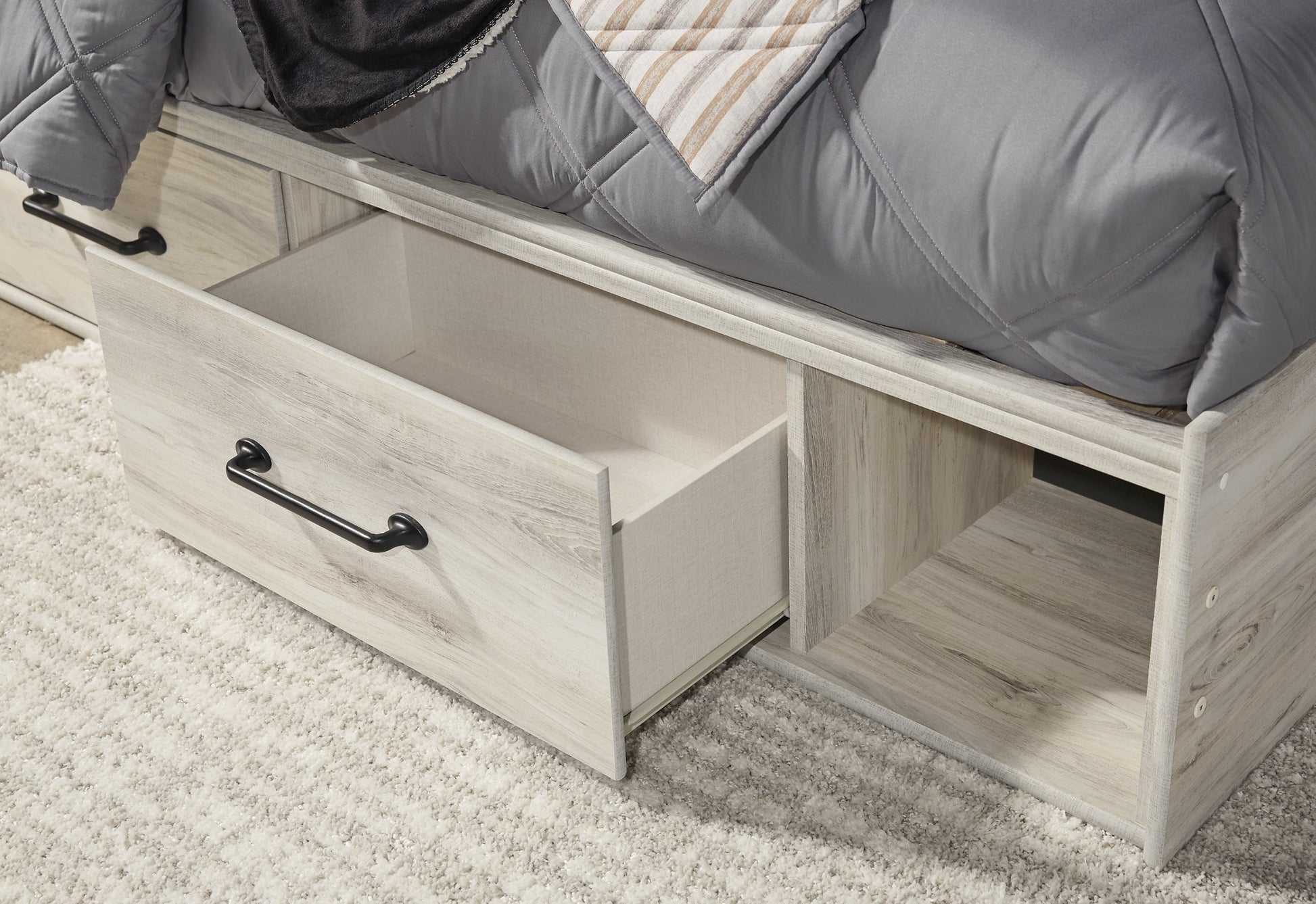 Cambeck Twin Panel Bed with 4 Storage Drawers with Mirrored Dresser, Chest and Nightstand at Towne & Country Furniture (AL) furniture, home furniture, home decor, sofa, bedding