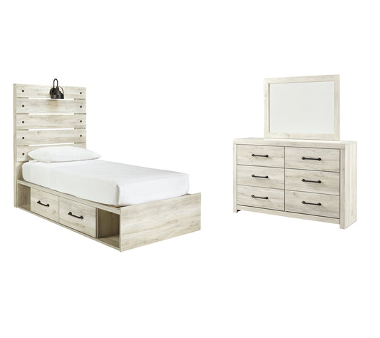 Cambeck Twin Panel Bed with 4 Storage Drawers with Mirrored Dresser at Towne & Country Furniture (AL) furniture, home furniture, home decor, sofa, bedding