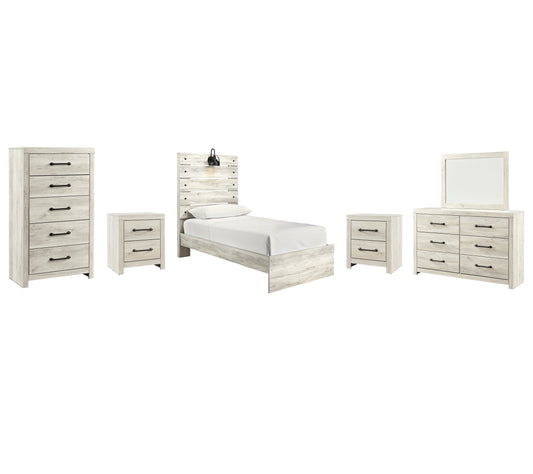 Cambeck Twin Panel Bed with Mirrored Dresser, Chest and 2 Nightstands at Towne & Country Furniture (AL) furniture, home furniture, home decor, sofa, bedding