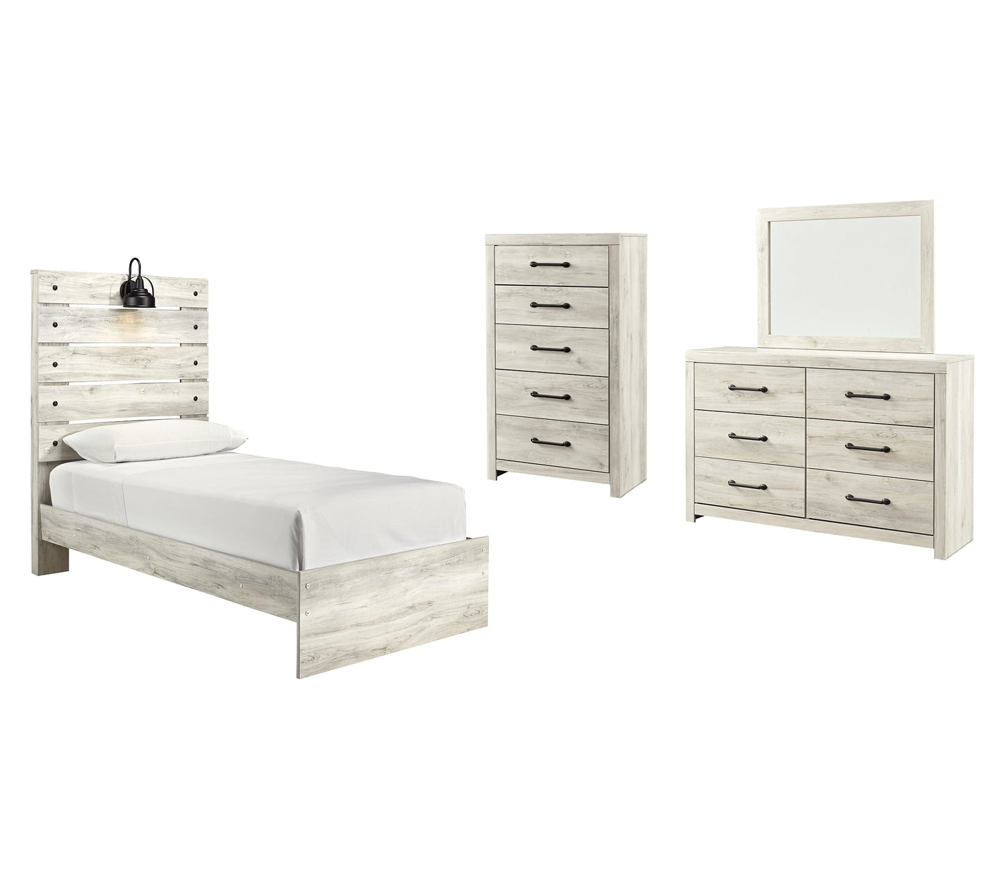 Cambeck Twin Panel Bed with Mirrored Dresser and Chest at Towne & Country Furniture (AL) furniture, home furniture, home decor, sofa, bedding
